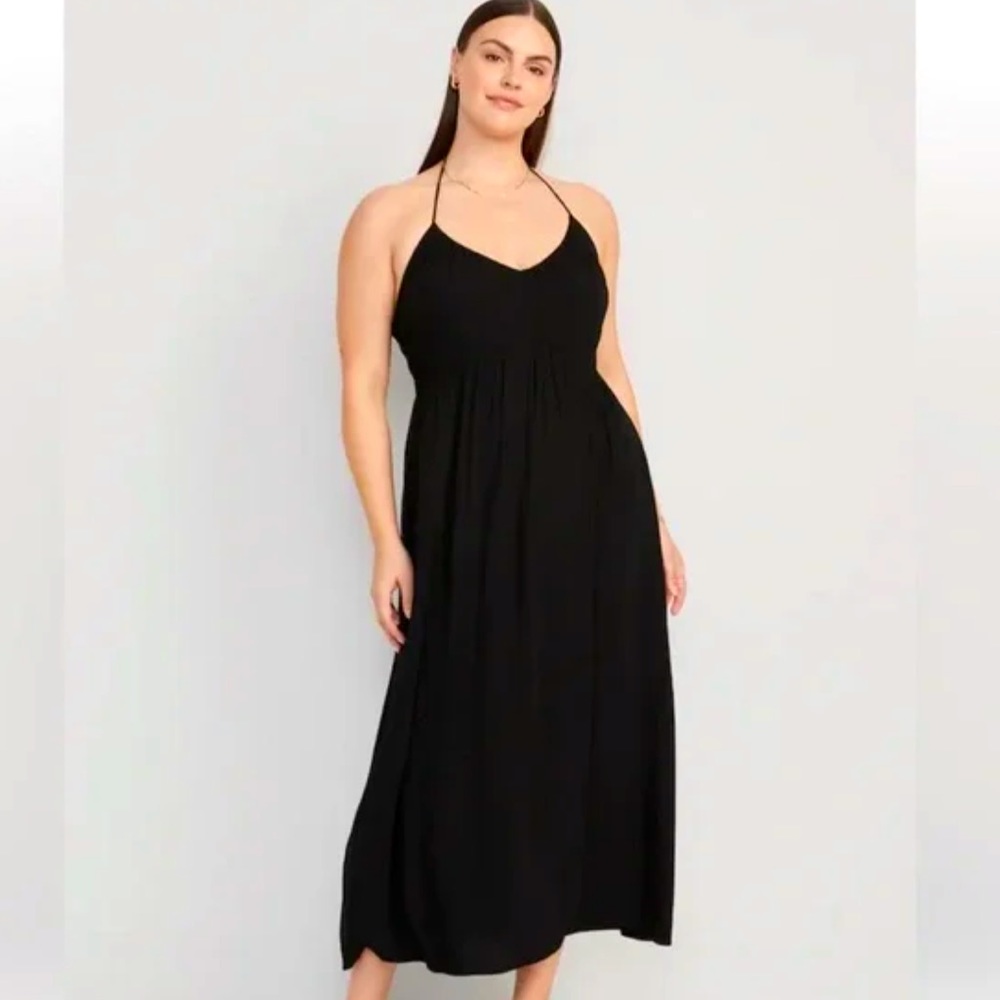 Old Navy Fit and Flare Black Halter Dress